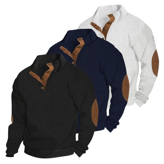 3-Pack Jacquard Knit Henley Sweater