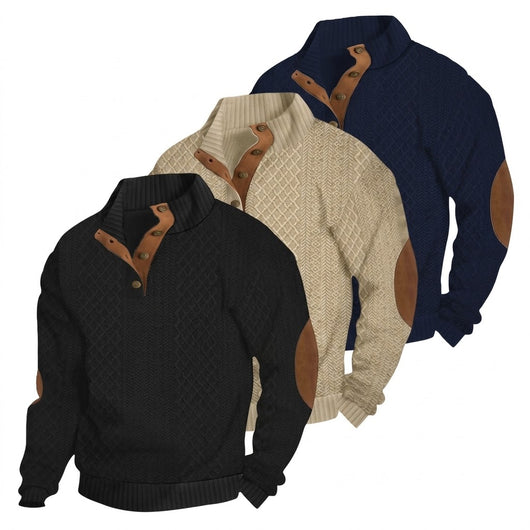 3-Pack Jacquard Knit Henley Sweater