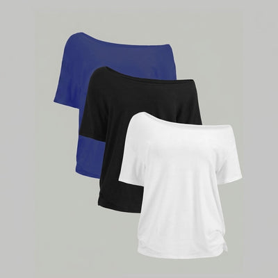 Women's Off-Shoulder Basic Tee 3-Pack