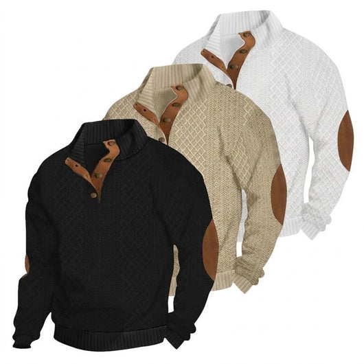3-Pack Jacquard Knit Henley Sweater