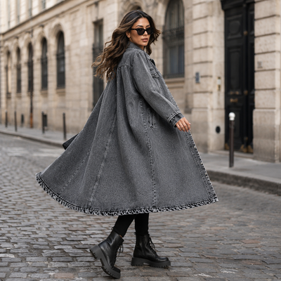 Women's Button Front Denim Coat
