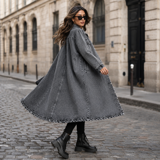 Women's Button Front Denim Coat