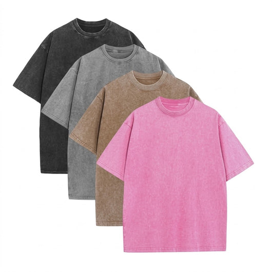 4-Pack Unisex Oversized Heavyweight Acid-Wash T-Shirt