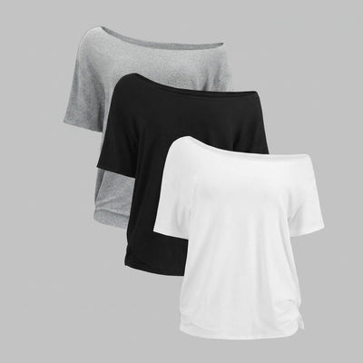 Women's Off-Shoulder Basic Tee 3-Pack