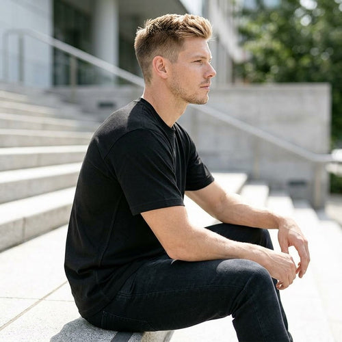Multi Pack Men's Black Crew Neck T-Shirt