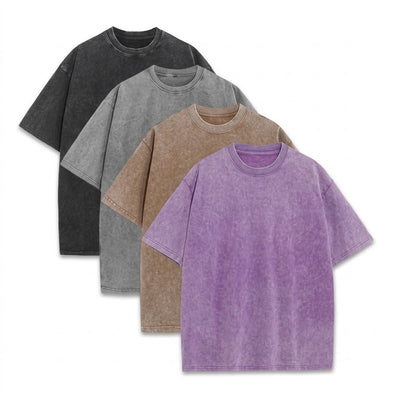 4-Pack Unisex Oversized Heavyweight Acid-Wash T-Shirt