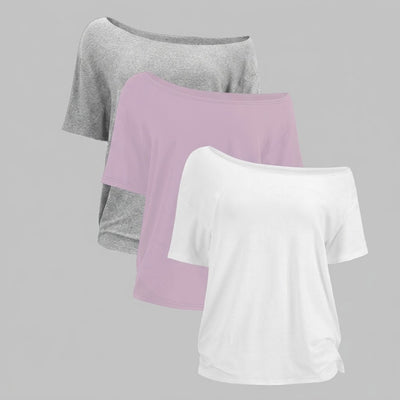 Women's Off-Shoulder Basic Tee 3-Pack