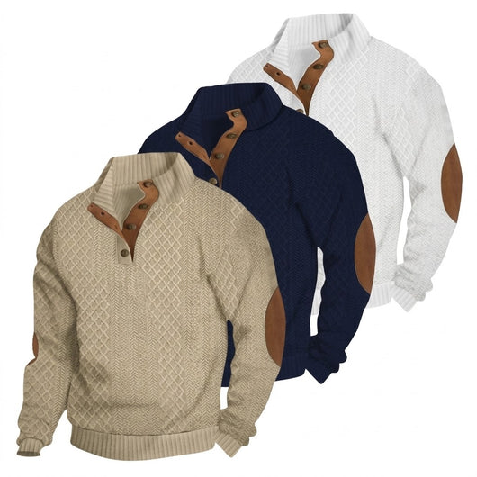3-Pack Jacquard Knit Henley Sweater
