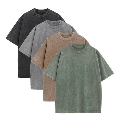 4-Pack Unisex Oversized Heavyweight Acid-Wash T-Shirt