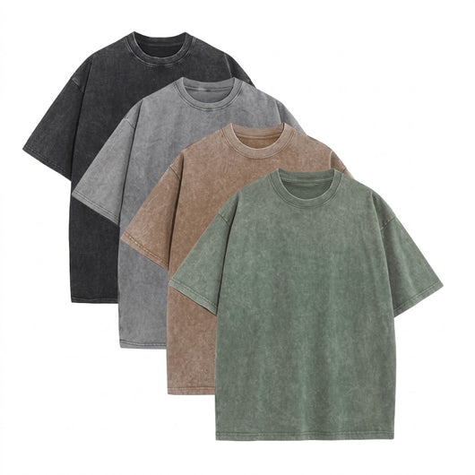 4-Pack Unisex Oversized Heavyweight Acid-Wash T-Shirt