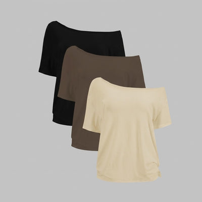Women's Off-Shoulder Basic Tee 3-Pack