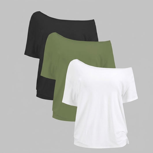 Women's Off-Shoulder Basic Tee 3-Pack
