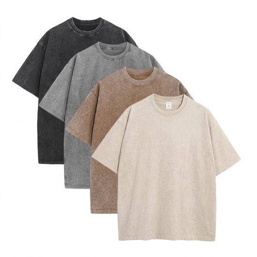 4-Pack Unisex Oversized Heavyweight Acid-Wash T-Shirt