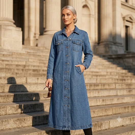 Women's Button Front Denim Coat