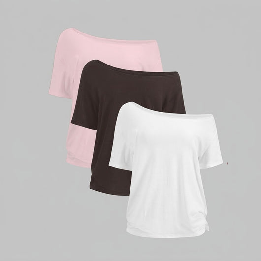 Women's Off-Shoulder Basic Tee 3-Pack