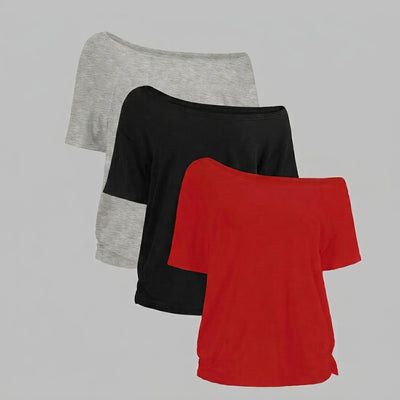Women's Off-Shoulder Basic Tee 3-Pack