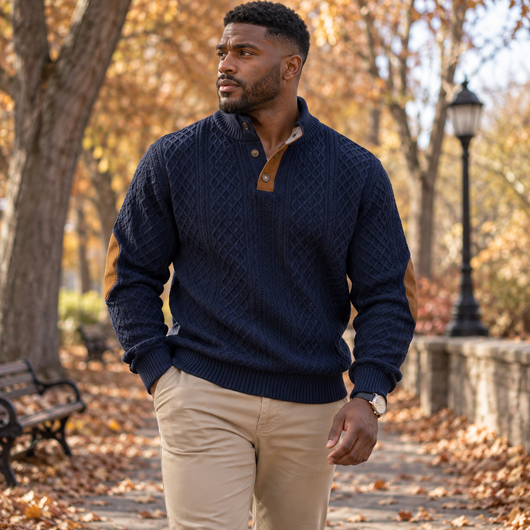 3-Pack Jacquard Knit Henley Sweater