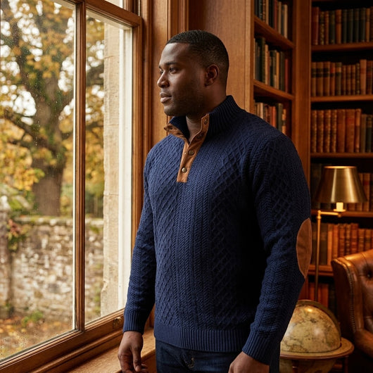 3-Pack Jacquard Knit Henley Sweater
