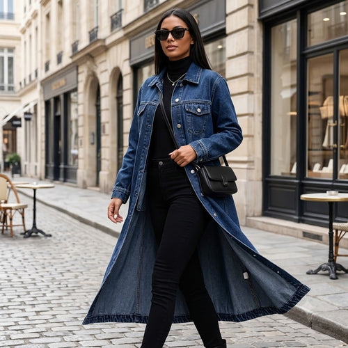 Women's Button Front Denim Coat