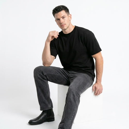 Multi Pack Men's Black Crew Neck T-Shirt