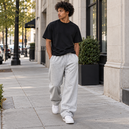 350 GSM 'Heather Grey' Fleece Sweatpants