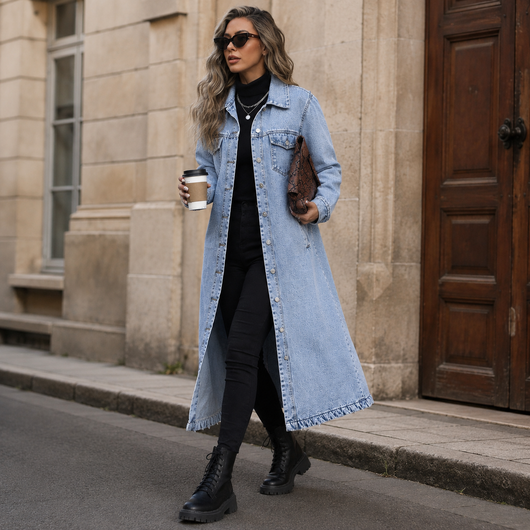 Women's Button Front Denim Coat