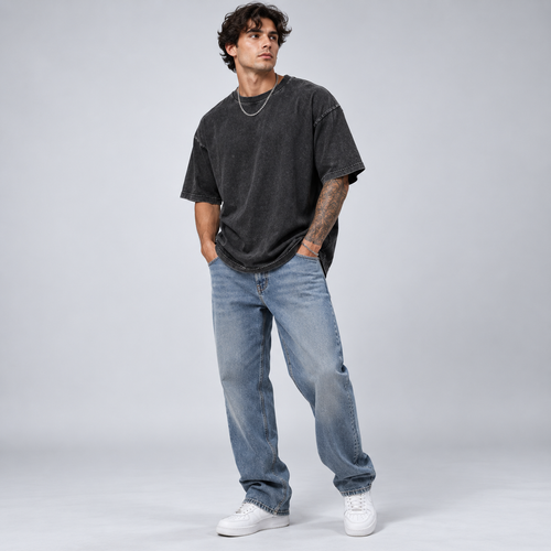 4-Pack Unisex Oversized Heavyweight Acid-Wash T-Shirt