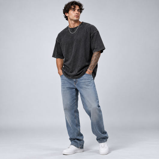 4-Pack Unisex Oversized Heavyweight Acid-Wash T-Shirt