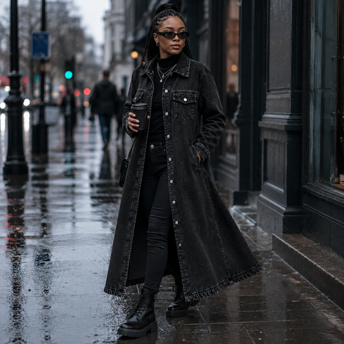 Women's Button Front Denim Coat