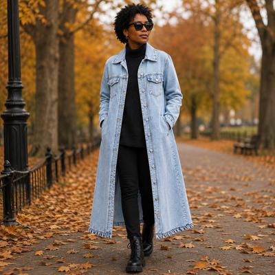 Women's Button Front Denim Coat