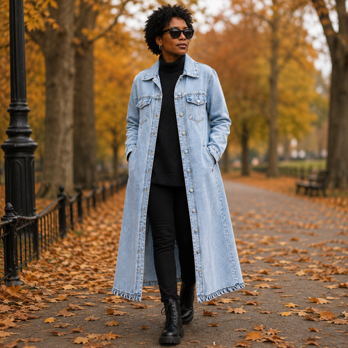 Women's Button Front Denim Coat