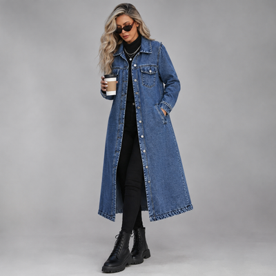 Women's Button Front Denim Coat