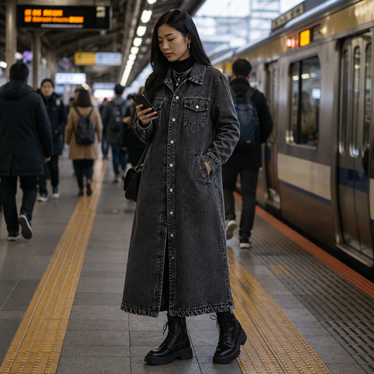 Women's Button Front Denim Coat