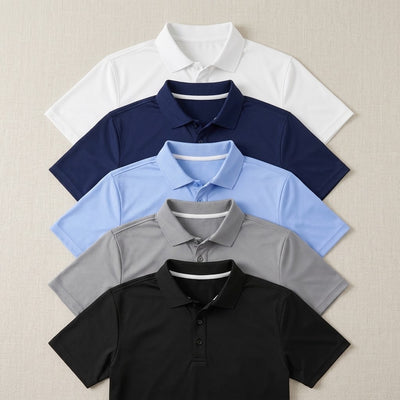 Men's 5-Pack Dry-Fit Moisture-Wicking Polo Shirts