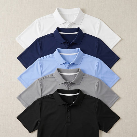 Men's 5-Pack Dry-Fit Moisture-Wicking Polo Shirts