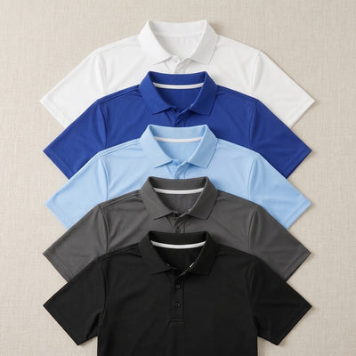 Men's 5-Pack Dry-Fit Moisture-Wicking Polo Shirts