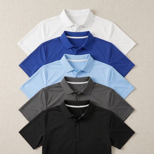 Men's 5-Pack Dry-Fit Moisture-Wicking Polo Shirts