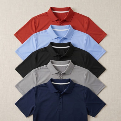 Men's 5-Pack Dry-Fit Moisture-Wicking Polo Shirts