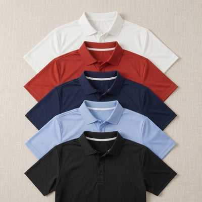 Men's 5-Pack Dry-Fit Moisture-Wicking Polo Shirts
